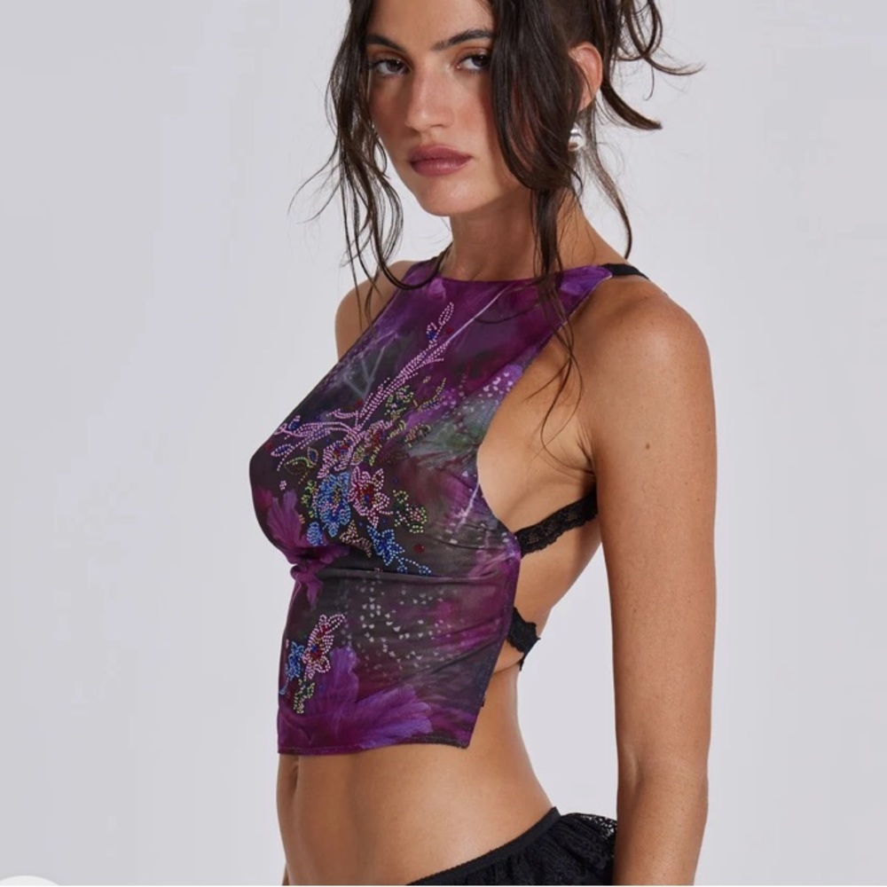 Jaded London backless mesh top fits like small